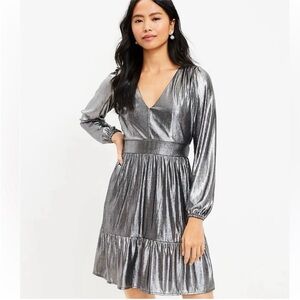 NWOT Festive Silver Metallic Holiday Party Dress